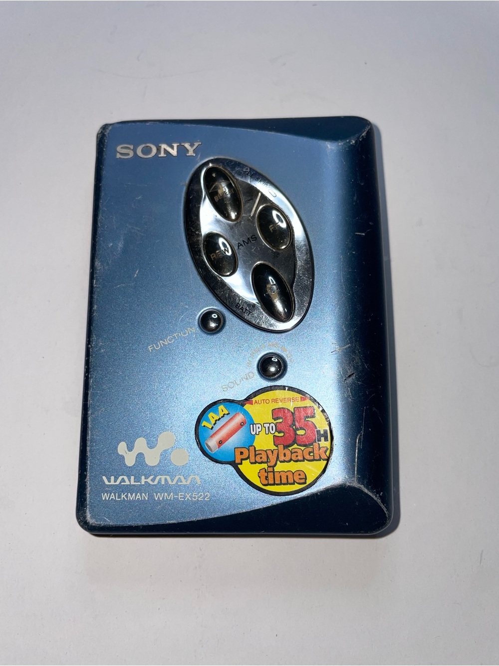 Sony Walkman WM-EX522 Blue Portable Cassette Player for parts or repair
